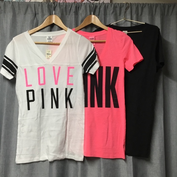 NWT Victoria’s Secret Pink Tees - Picture 1 of 16